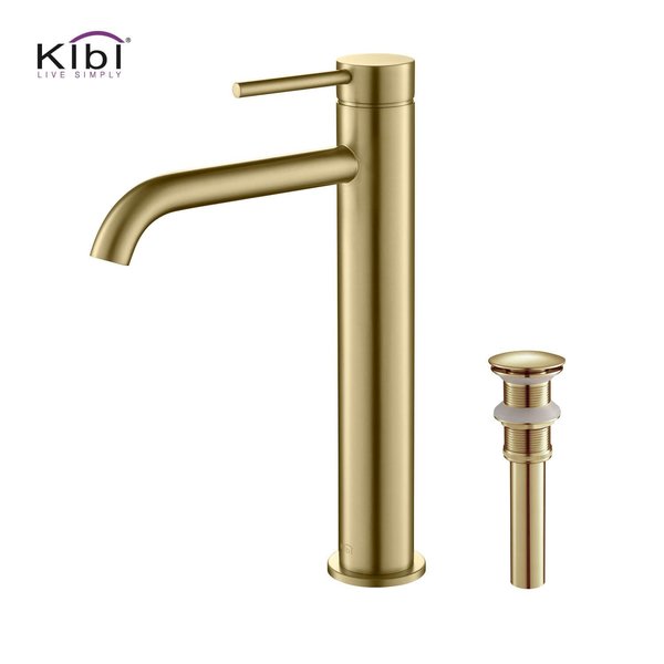 Kibi Circular Single Handle Bathroom Vessel Sink Faucet with Pop Up Drain C-KBF1009BG-KPW101BG